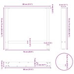 vidaXL Pieds de table à manger Anthracite 2 pièces 80 x (72-73) cm Acier