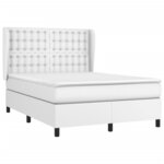 vidaXL Sommier à lattes de lit avec matelas Blanc 140x190cm Similicuir