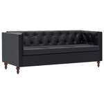vidaXL Canapé chesterfield à 3 places Revêtement en similicuir Noir