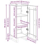 vidaXL Buffet Chêne noir 34 5 x 34 x 90 cm Bois d'ingénierie et fer