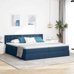 vidaXL Lit avec rangement et LED avec matelas Bleu 200 x 200 cm tissu