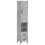 vidaXL Buffet haut Gris béton 34 5x34x180 cm Bois d'ingénierie