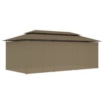 vidaXL Belvédère avec rideaux 600x298x270 cm Taupe 180 g/m²
