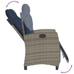 vidaXL Chaise inclinable de jardin et repose-pied gris résine tressée