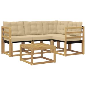 vidaXL Ensemble de canapés d'extérieur 5 pc Blanc et Beige