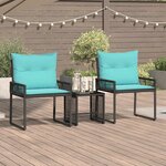 vidaXL Ensemble de meubles d'extérieur 7 Pièces Noir et turquoise