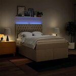 vidaXL Sommier à lattes de lit avec matelas Crème 140x190 cm Tissu