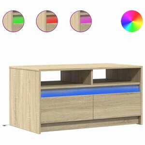 vidaXL Table basse avec lumières LED chêne sonoma bois d'ingénierie