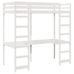 vidaXL Cadre de lit mezzanine Blanc 90 x 200 cm Pin massif