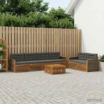 vidaXL Ensemble de canapés d'extérieur 7 Pièces Naturel et Anthracite