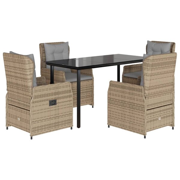 vidaXL Ensemble à manger de jardin avec coussins 5Pièces Beige poly rotin