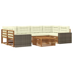 vidaXL Ensemble de canapés d'extérieur 7 pc Naturel et Crème Polyester