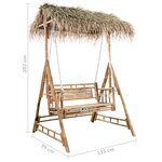 vidaXL Balancelle 2 places feuilles de palmier et coussin 202cm Bambou