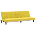 vidaXL Canapé-lit avec porte-gobelets jaune clair tissu
