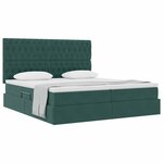 vidaXL Lit de Rangement avec matelas Vert foncé 200 x 200 cm Velours