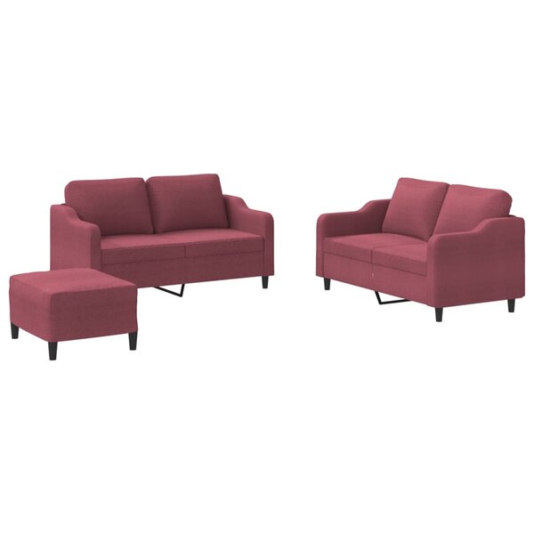 vidaXL Ensemble de canapés 3 Pièces avec coussins Rouge bordeaux Tissu