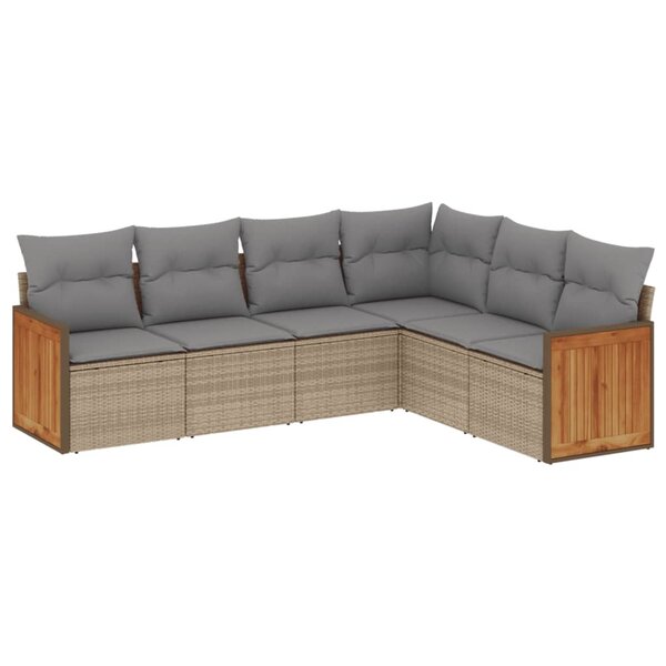 vidaXL Salon de jardin avec coussins 6 Pièces beige résine tressée