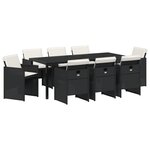 vidaXL Ensemble de salle à manger de jardin 9 pièces avec coussins noir en rattan synthétique