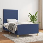 vidaXL Cadre de lit avec tête de lit Bleu 90x190 cm Tissu