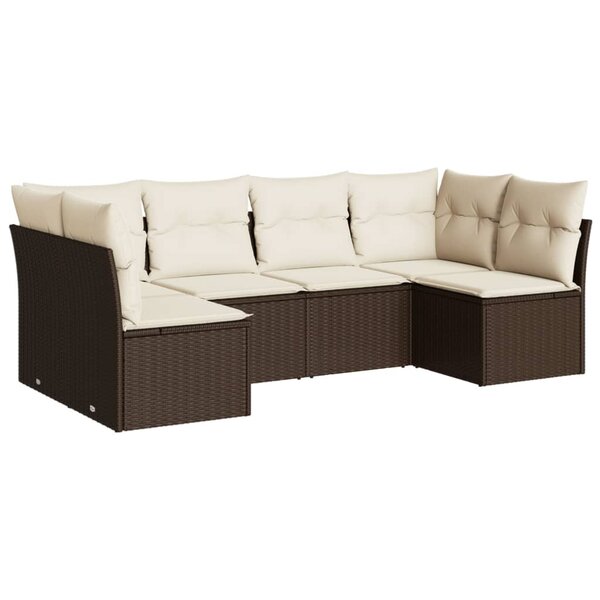 vidaXL Salon de jardin avec coussins 6 Pièces marron résine tressée