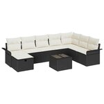 vidaXL Ensemble de canapé de jardin avec coussin 9 Pièces Noir et crème