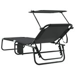 vidaXL Transat pliant avec auvent en tissu Oxford 600D noir