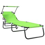 vidaXL Set de 2 Chaises Longues Pliantes avec Auvent Vert en Tissu Oxford 600D