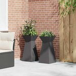 vidaXL Jardinière à pilier 2 Pièces Noir 35 x 35 x 73 cm Acier
