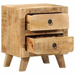 vidaXL Table de chevet 2 Pièces 40x32x46 cm bois massif de manguier brut