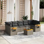 vidaXL Salon de jardin 8 Pièces avec coussins gris résine tressée