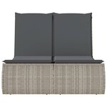 vidaXL Chaise longue double avec coussins gris clair résine tressée