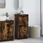 vidaXL Cabinet de salle de bain TULUM Chêne fumé 37 x 31.5 x 82 cm