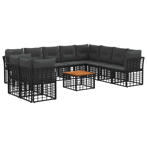 vidaXL Ensemble de canapés d'extérieur 11 Pièces Noir et Gris foncé