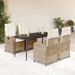 vidaXL Ensemble à manger de jardin avec coussins 5Pièces Beige poly rotin