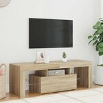 vidaXL Meuble TV avec lumières LED chêne sonoma 120x35x40 cm