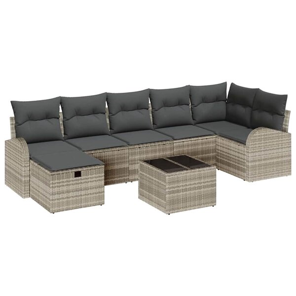 vidaXL Ensemble de Canapés avec coussin Gris clair polyrotin