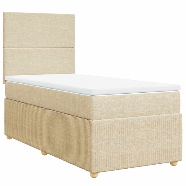 vidaXL Sommier à lattes de lit avec matelas Crème 80x200 cm Tissu