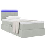 vidaXL Lit de rangement LED avec matelas Gris clair 90 x 200 cm