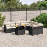 vidaXL Salon de jardin 10 Pièces avec coussins noir résine tressée