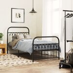 vidaXL Cadre de lit métal sans matelas avec pied de lit noir 90x200 cm