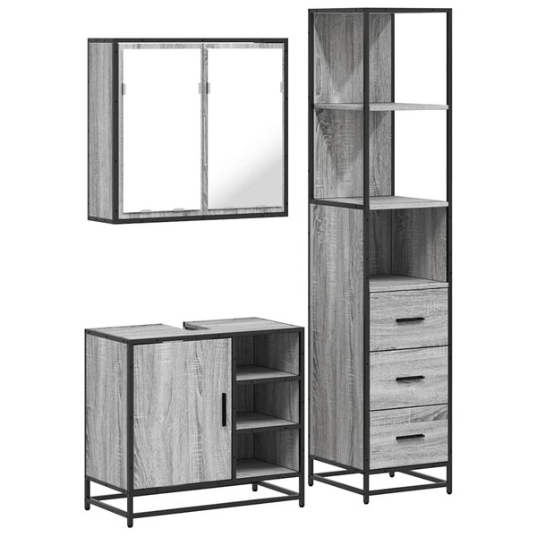 vidaXL Ensemble de meubles de salle de bain 3 Pièces Sonoma gris
