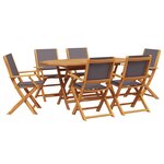 vidaXL Ensemble à manger de jardin 7 Pièces anthracite tissu bois massif