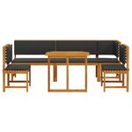Ensemble de jardin 6 pièces en bois d'acacia avec coussins