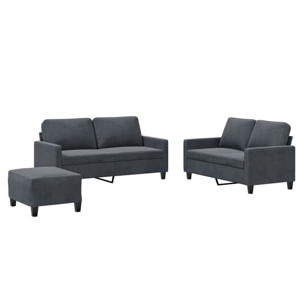 vidaXL Ensemble de canapés 3 Pièces avec coussins Gris foncé Velours
