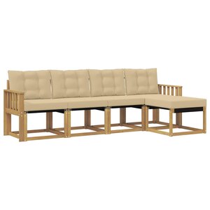 vidaXL Ensemble de canapés d'extérieur 5 pc Blanc et Beige