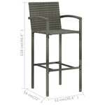 vidaXL Ensemble de bar d'extérieur 5 Pièces accoudoir Résine tressée Gris