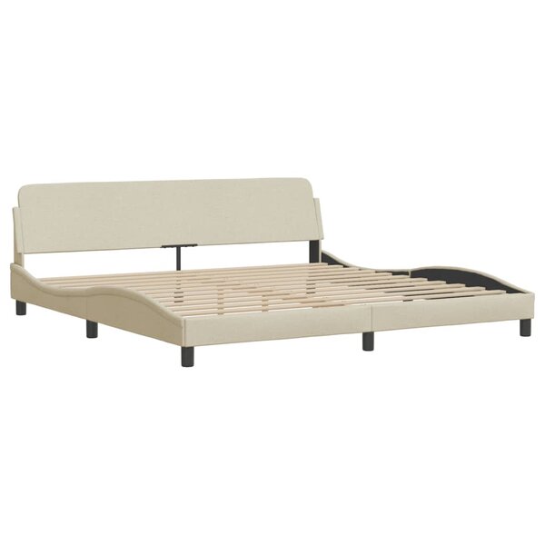 vidaXL Cadre de lit avec lumières LED crème 200x200 cm tissu