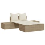 vidaXL Chaise longue double avec coussins beige résine tressée