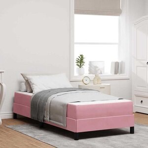 vidaXL Lit à ressorts avec matelas Rose 90 x 190 cm tissu