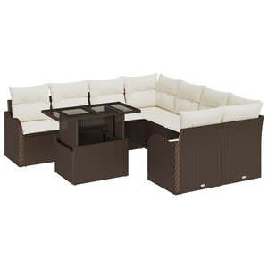 vidaXL Ensemble de canapé de jardin 9 Pièces Marron Poly Rattan